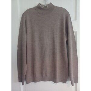 Turnbury taupe merino wool mock turtleneck sweater mens M classic quiet luxury